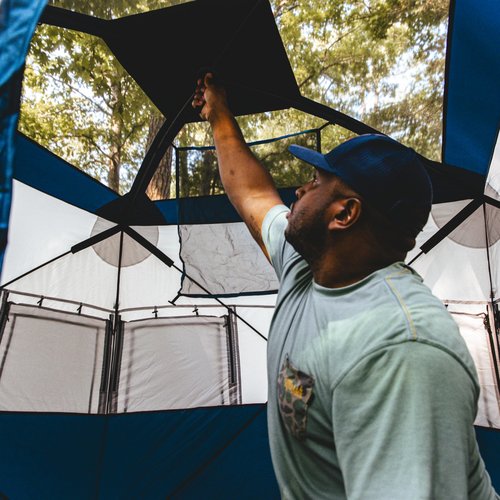 Territory Tents Jet Set 3 Hub Tent, Easy 90 Second Set-Up, Waterproof, UV Resistant, Ample Storage Options, 3-Person, Deep Blue, 68" x 79" x 82", CT301DB