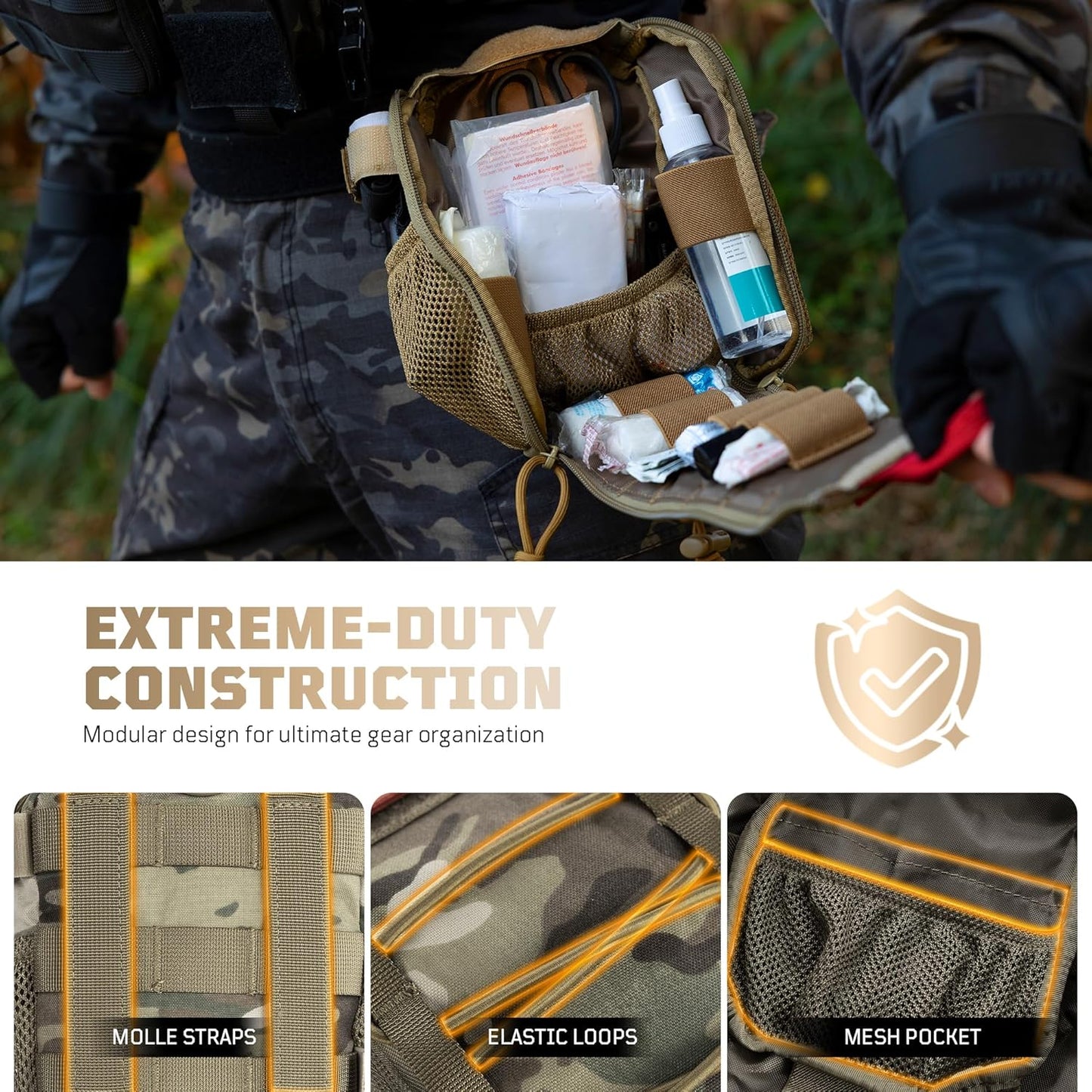 OneTigris IFAK Pouch - Large IFAK Molle Pouch Empty First Aid Bags Only Medical Trauma Kit Bag EMT Pouch MED Waist Bag for Outdoor