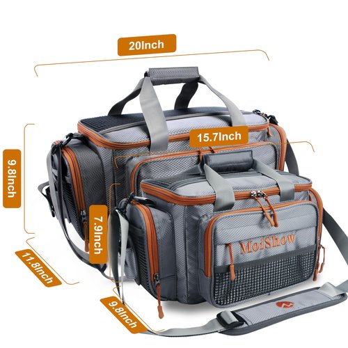 MoiShow Fishing Tackle Box Bag - Fishing Bags for Saltwater or Freshwater (#Grey) Fishing Tackle Bags - Padded Shoulder Strap - Tackle Bag for 3600 3700 Tackle Box