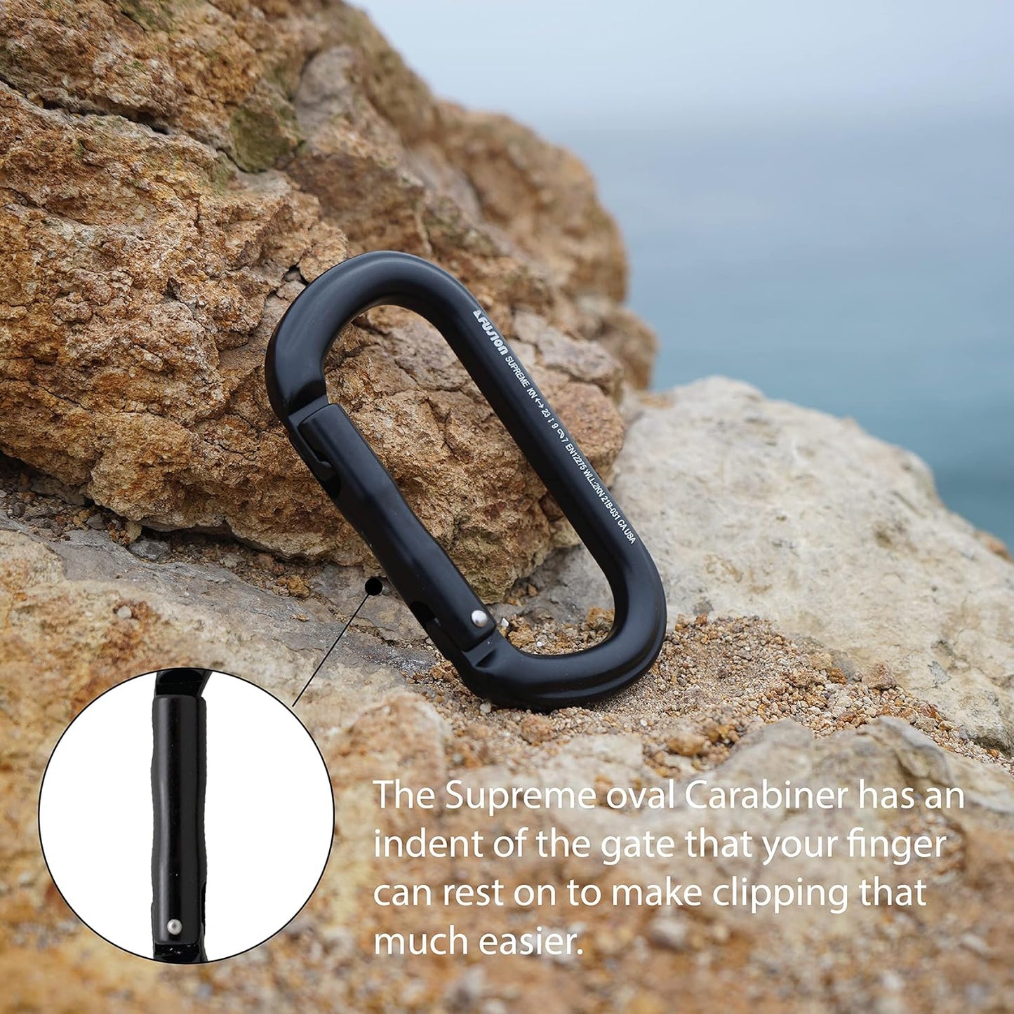 Fusion Climb Supreme II Aluminum Oval-Shape Carabiner 5-Pack,Black,One Size,(FP-9318-BLK-5P)