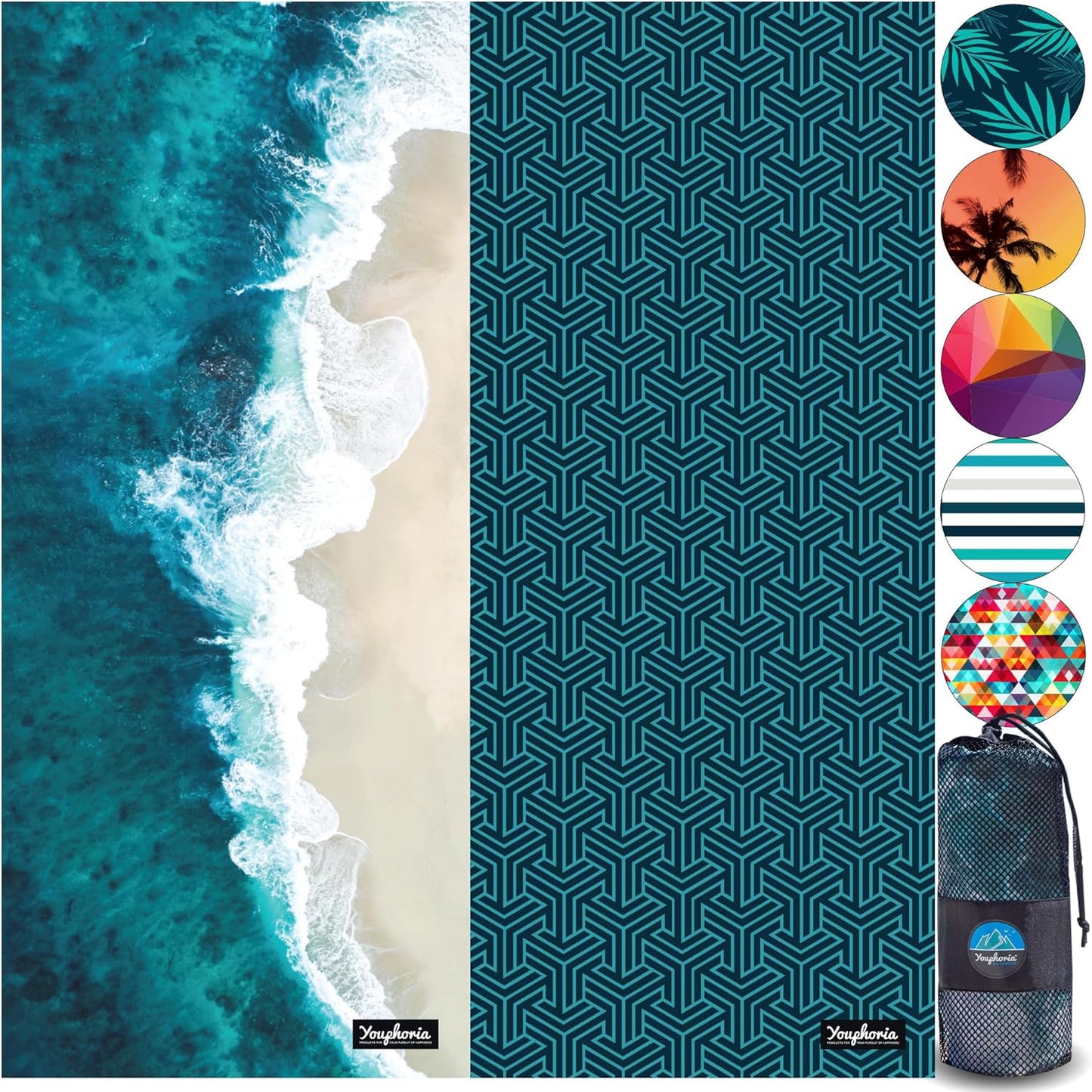 Youphoria Microfiber Travel Towel Fast Drying Lightweight - Quick Dry Towel for Camping, Beach, Backpacking, Hiking & Sport
