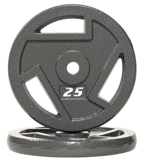 Signature Fitness Standard 1-Inch Cast Iron Plate Weight Plate for Strength Training and Weightlifting, Style #3, 25-Pound, Pack of 2