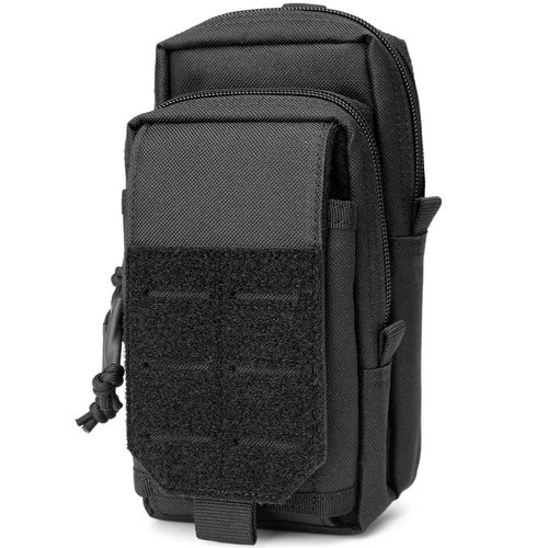 MOZETO Tactical Molle Pouch, Large Mobile Phone Belt Pouch Water-Resistant Utility Black Molle Pouches for Vest