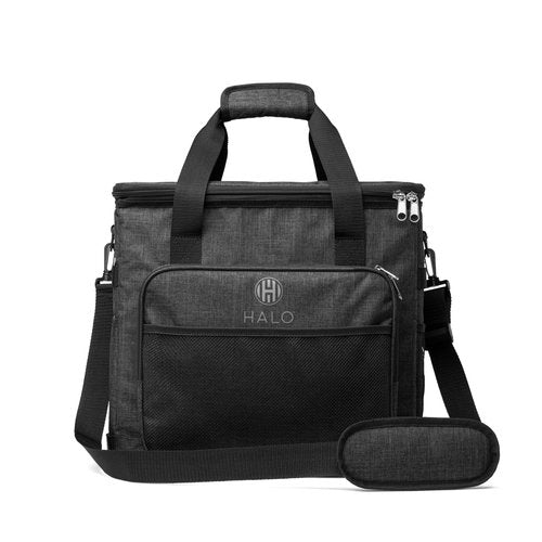 HALO 28L Hybrid Cooler & Warmer Bag | Electric Travel Cooler, Collapsible for Easy Storage, Keep Drinks Cold & Food Warm, Ice Free Cooling, Includes Shoulder Strap, DC Power Cord & AC Adapter — Black