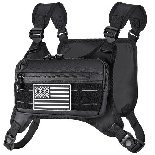 MOZETO Running Vest for Men with Reflective Back, Water Resistant Running Chest Pack For Workouts, Sports Phone Holder With Extra Storage, Lightweight Chest Bag
