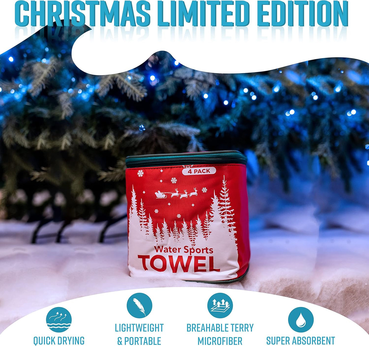 4Monster 4 Pack Microfiber Camping Towel Quick Dry, Super Absorbent Travel Towel with Waterproof Bag, Lightweight Boat Towel for RV, Sport, Gym, Beach, Pool, Swim,Family Trip