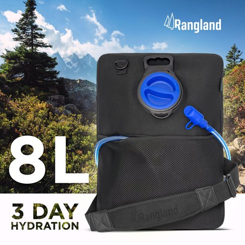 RANGLAND Extra Large 8L Water Bladder Reservoir (2.1 Gallon) Easy-Fill Wide Mouth Opening, Leak-Proof Drinking Tube and Carrying Bag with Strap