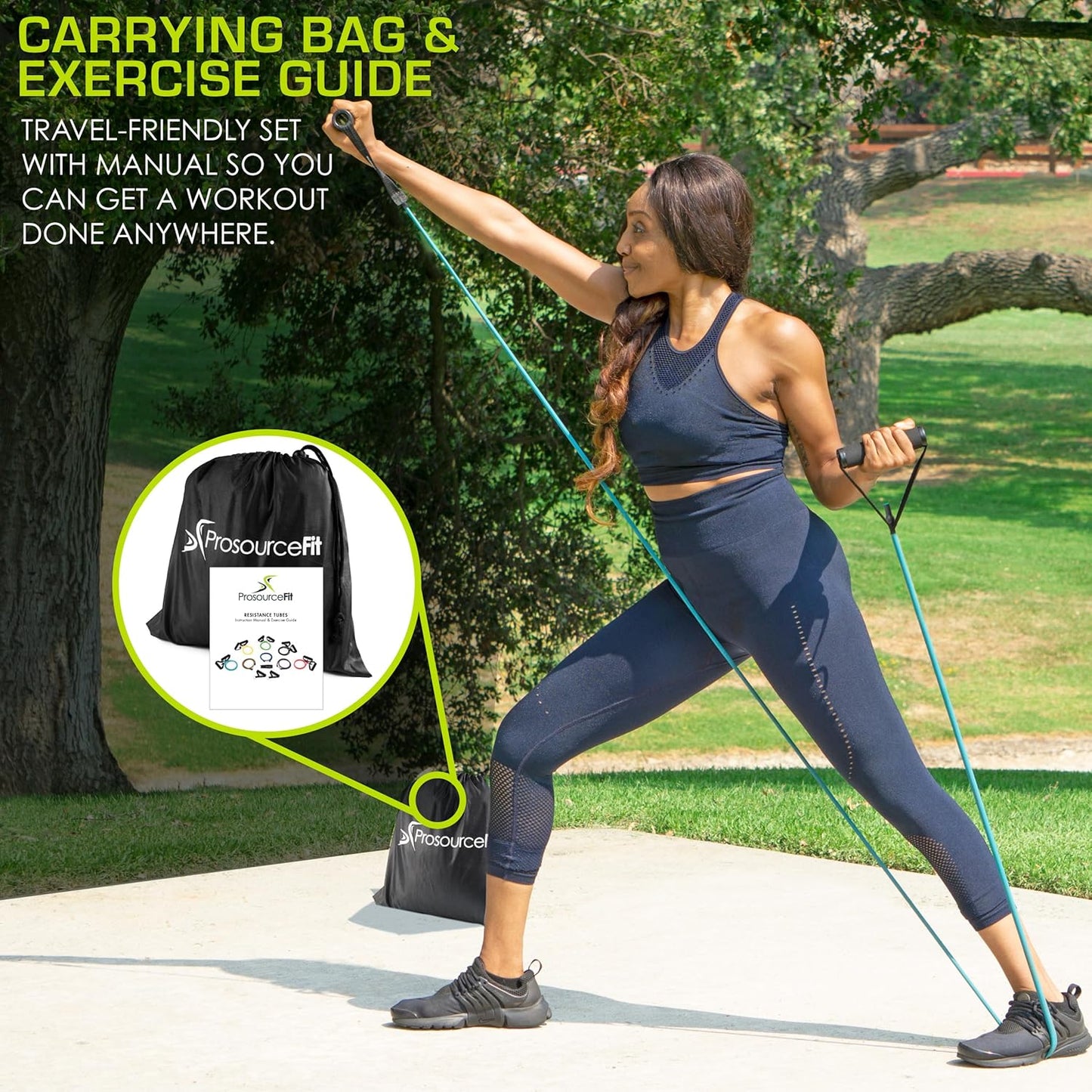 ProsourceFit Single Stackable Resistance Bands with Door Anchor and Exercise Guide, 8-12 LB, Heavy Duty Fitness Tube for Full-Body Exercises and Home Workouts
