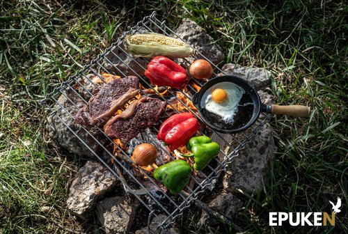 EPUKEN® Folding Grill – Compact Campfire Grill for Camping, Hiking & Outdoor Cooking - Lightweight 2.65 lbs Stainless Steel BBQ