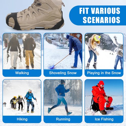 Ice Cleats Snow Traction Crampons for Shoes and Boots,11-Stud Ice Cleats Walking Traction Grips Anti-Slip Ice Snow Grippers Over Shoe for Women Men Walking on Snow and Ice XLarge