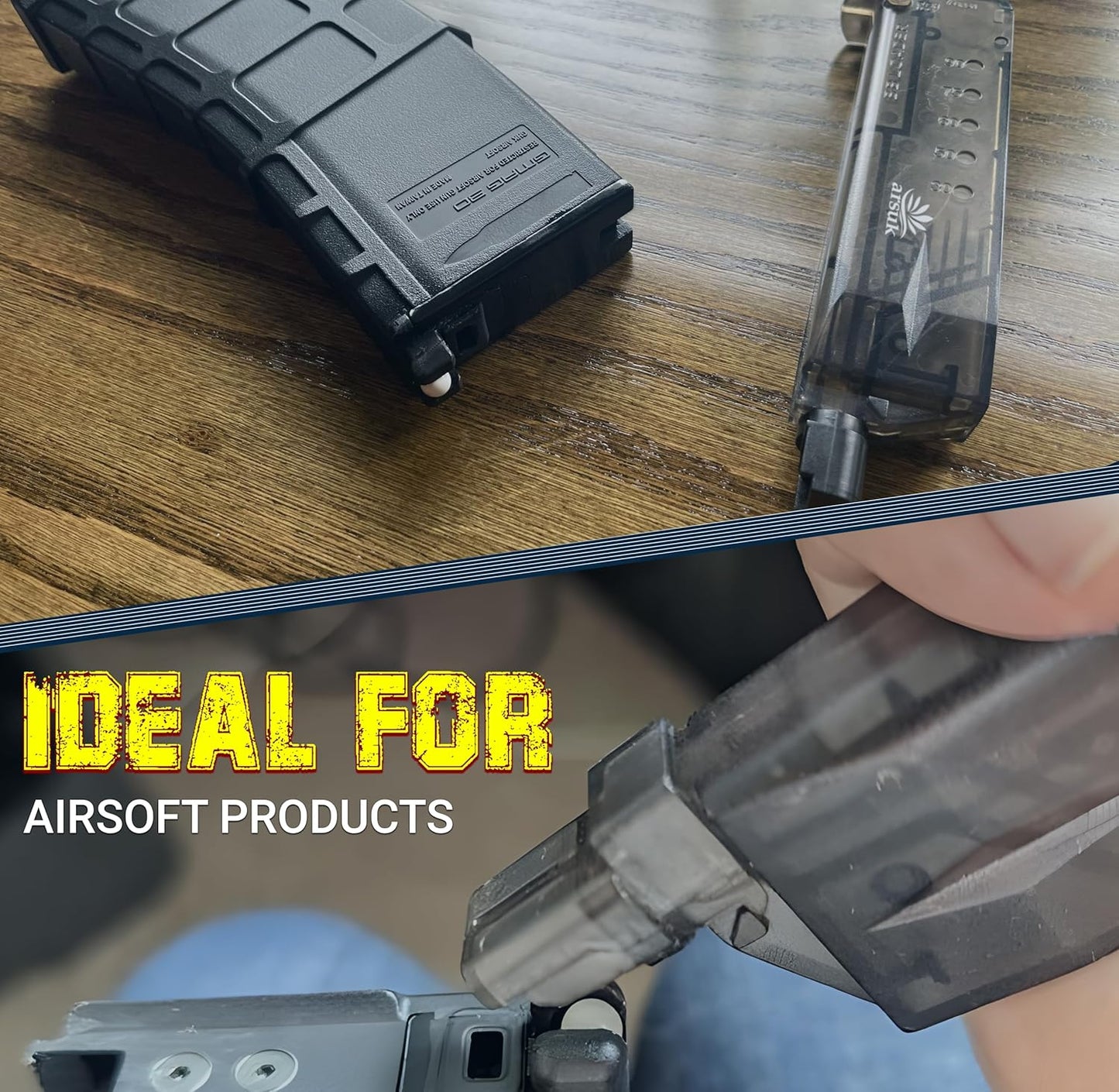 Arsuk Airsoft Speed Loader 6mm with Adapter – 90 Rounds - Black - Speed Reloader 6mm for BB Pellets – Fast Reloading Tool for Airsoft Gun Accessories, Magazines, Pistols, and Rifles