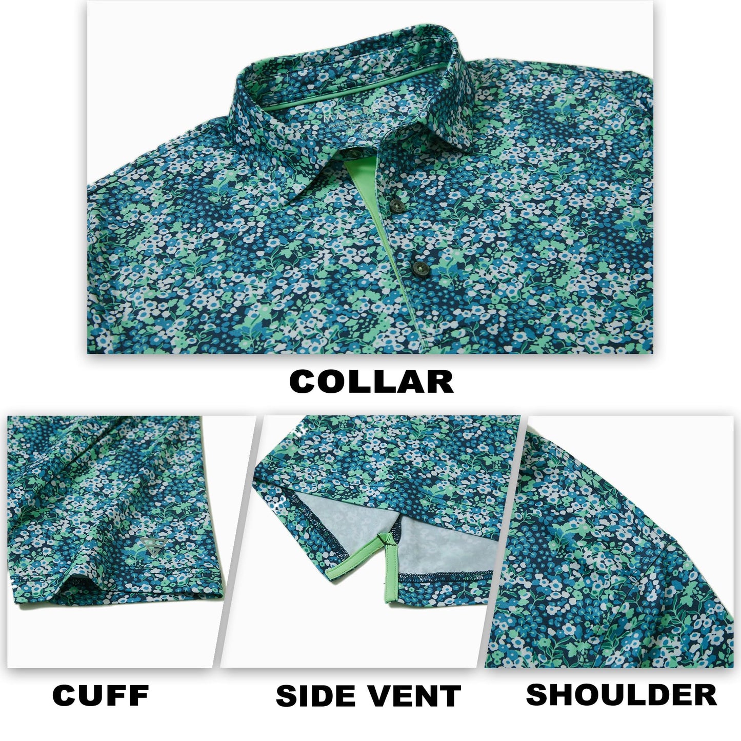 M MAELREG Golf Shirts for Men Dry Fit Print Patterns Performance Moisture Wicking Mens Polo Shirts Short Sleeve