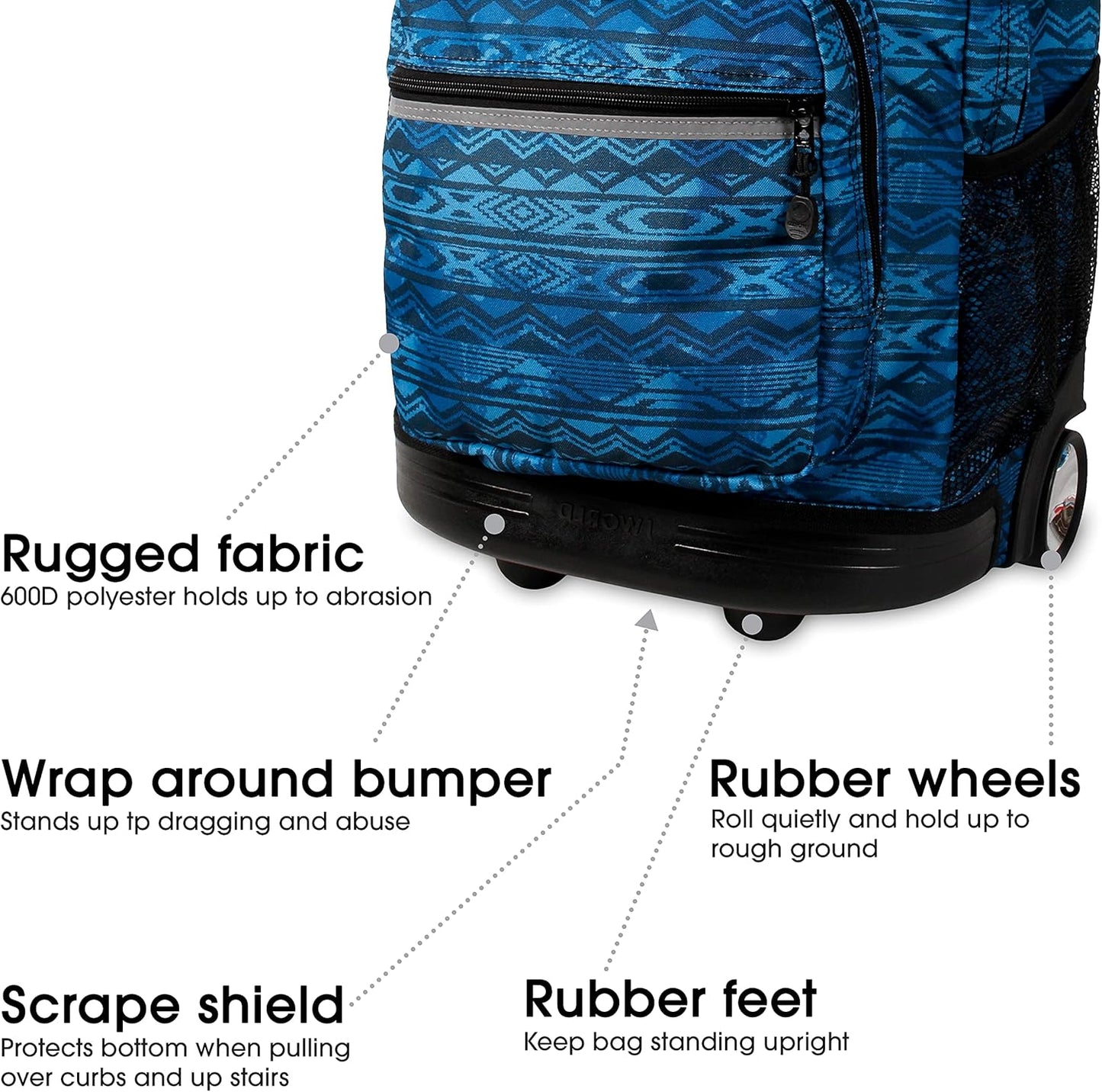 J World New York Sunrise Rolling Backpack, Water Mark, 18"
