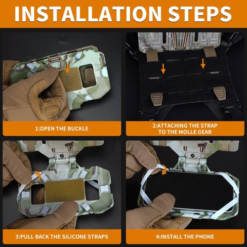 SIVIGEAR Tactical Phone Holder for Plate Carrier Vest, Quick Release & Adjustable Phone Mount, Compatible with 4.7-6.7 inch Smartphones, Durable Tactical Accessories for Outdoor Enthusiasts CP