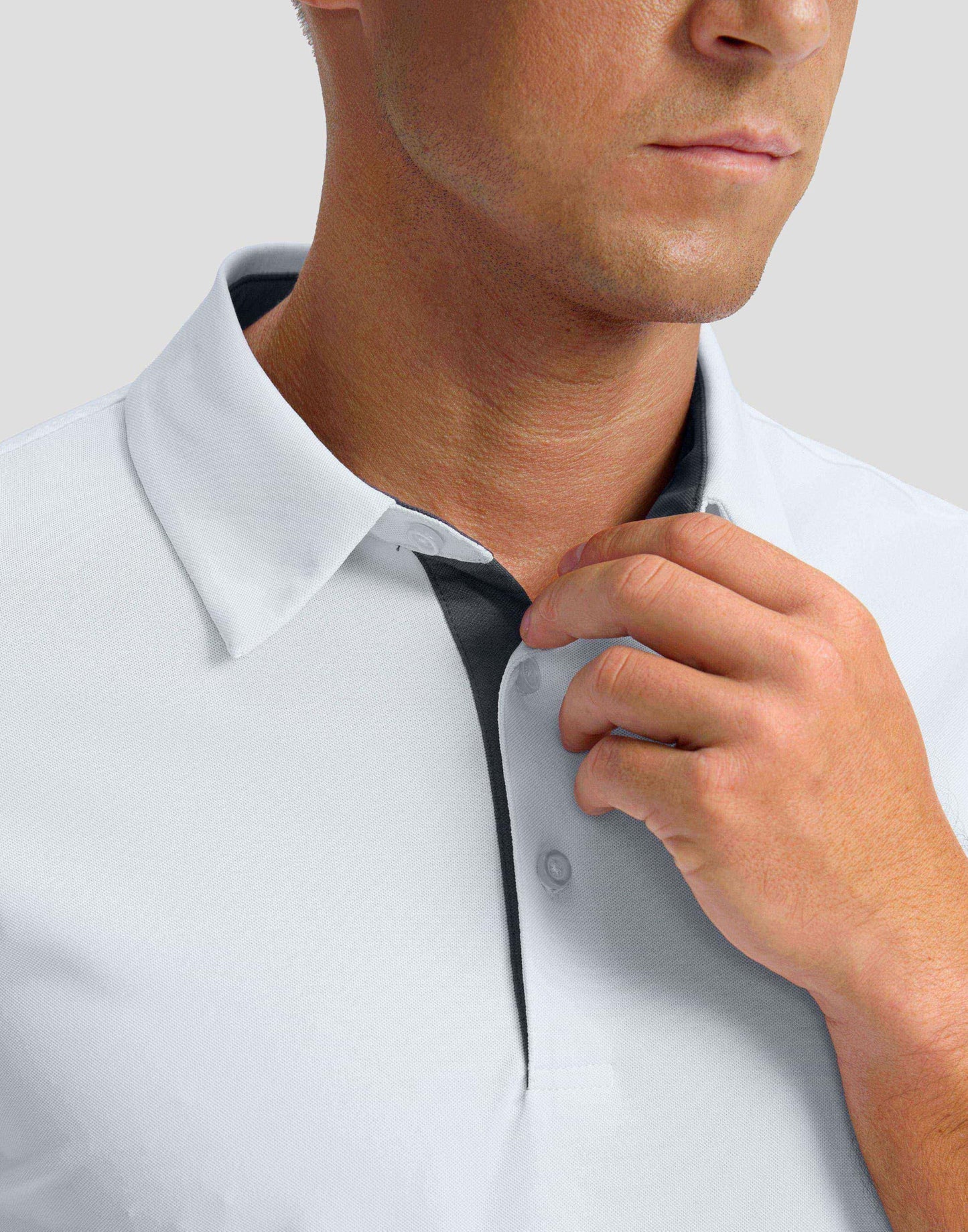 Men's Golf Shirts Dry Fit Moisture Wicking Performance Short Sleeve Collared Polo Shirts for Casual Tennis Bussiness (White, L)