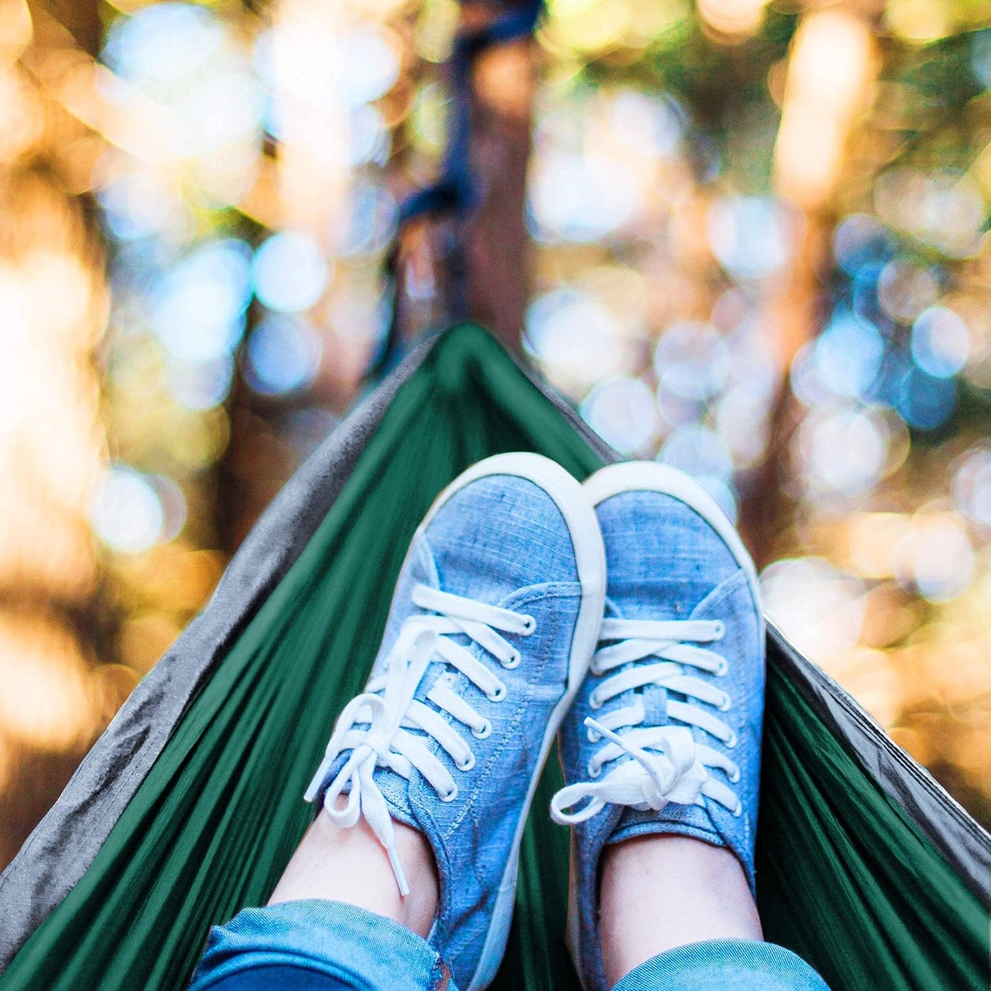 Portable Double Camping Hammock 500 lb Capacity – Lightweight with Tree-Friendly Straps & Carabiners for Hiking, Travel, Beach & Backyard
