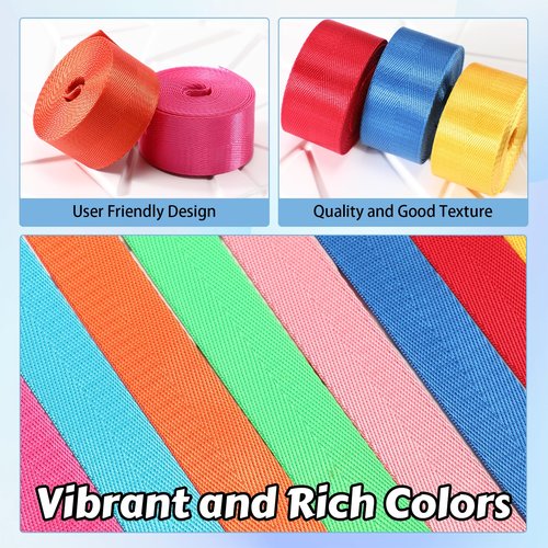 Windyun 24 Rolls Nylon Webbing 1/1.5 Inch Wide Heavyweight Nylon Strap 3.3 Yard 24 Colors Webbing Strap DIY Craft Gear Repair, Pet Collars, Pet Leash, Backpack, Gardening(3.3 Yard X 1.5 Inch)
