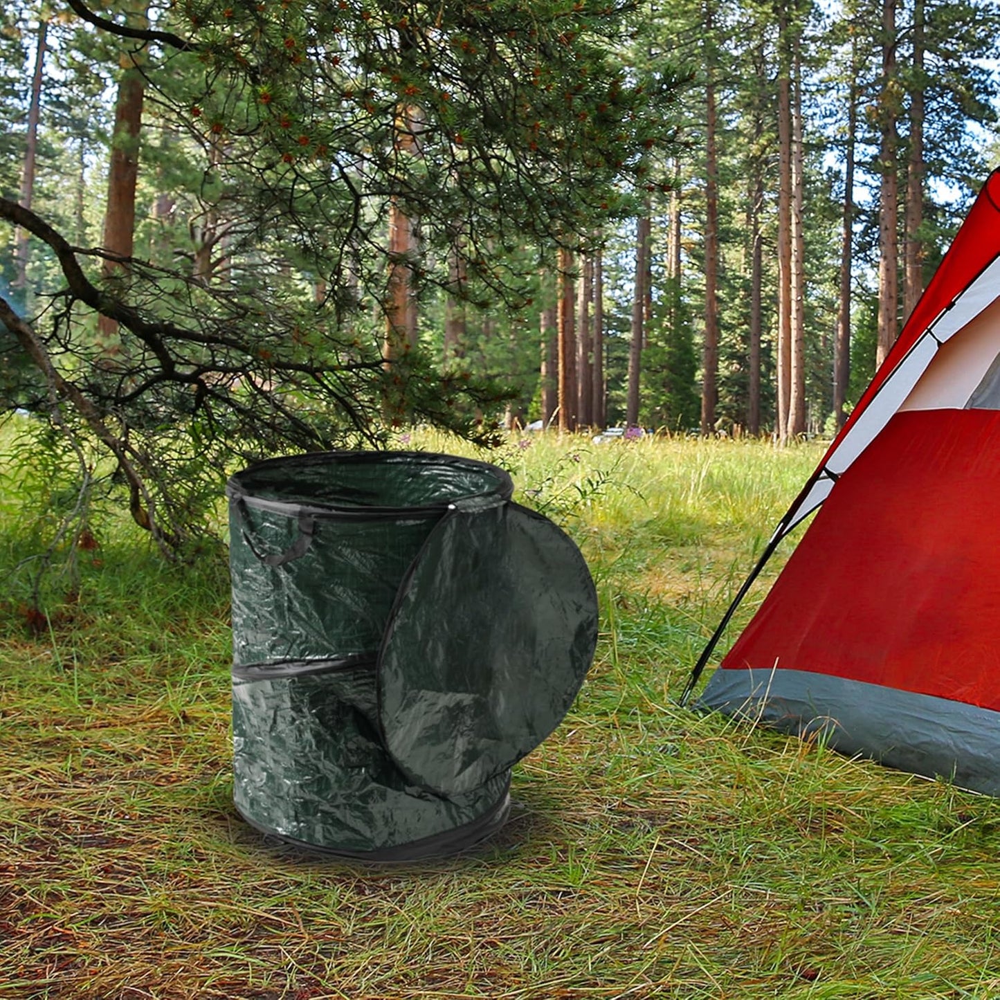 29.5-Gallon Pop Up Outdoor Garbage Can - Collapsible Trash Can for Parties, Yard Waste, or Laundry - Camping Accessories by Wakeman