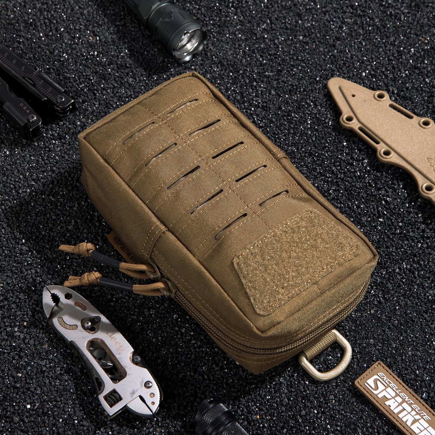 EXCELLENT ELITE SPANKER Tactical MOLLE Pouch EDC Utility Pouches Gadget Organizer Phone Holder Waist Bag Tool Pouch（Coyote Brown