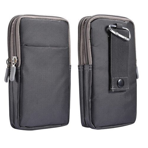 Cell Phone Holster with Belt Clip for Men,Vertical cell phone Waist Bag, Outdoor Trave Clutch Bag Card Holder Mobile phone Belt Loop Pouch Mini Waist Pocket for Hiking, Camping with Carabiner Hook