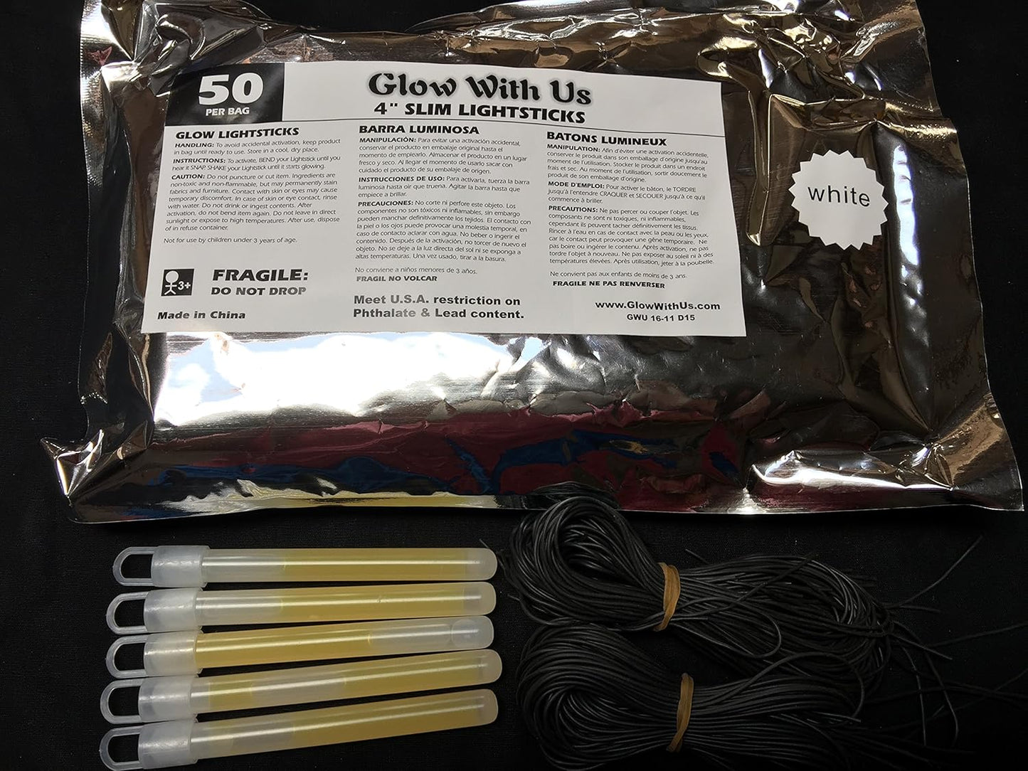 Glow Sticks Bulk Wholesale, 50 4” Blue Glow Stick Light Sticks. Bright Color, Kids Love Them! Glow 8-12 Hrs, 2-Year Shelf Life, Sturdy Packaging, GlowWithUs Brand