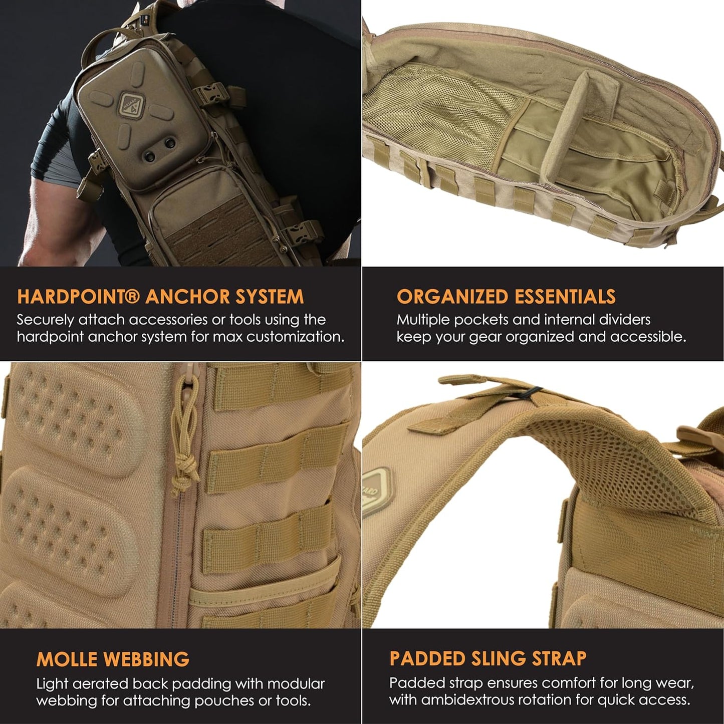 HAZARD 4 Plan B V17 - Semi-Hard Shell Sling Bag, Small Tactical Bag, Military Modular Webbing, Attachment Compatible (11.8L)