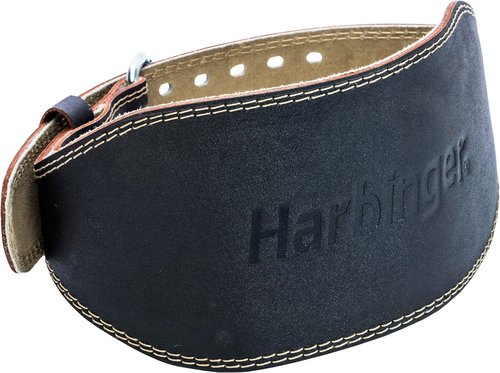 Harbinger Padded Leather Contoured Gym Weightlifting Belt with Suede Lining and Steel Roller Buckle for Lifting Support Small