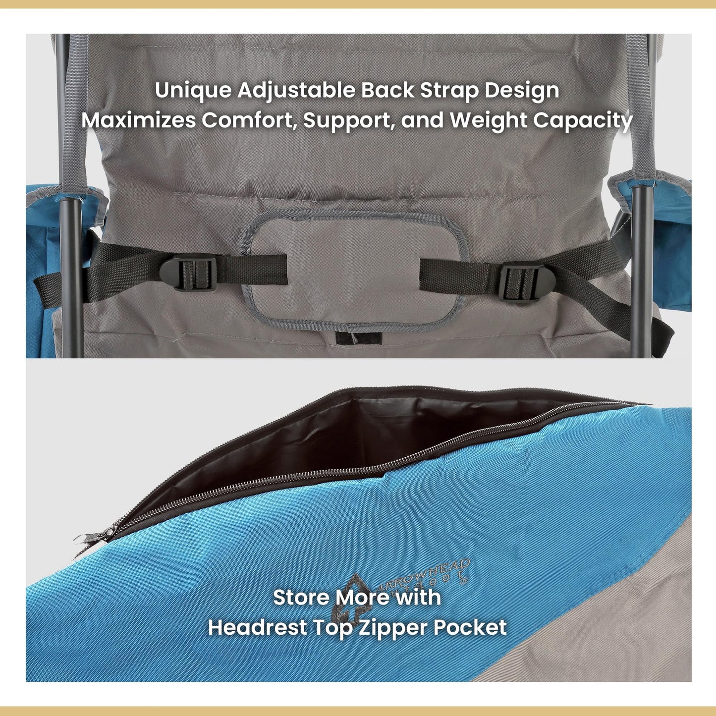 ARROWHEAD OUTDOOR Oversized XXL Portable Folding Camp Chair w/Glass & Cup Holders, Armrest Cooler, Heavy Duty Carry Bag, 600 lbs Weight Capacity