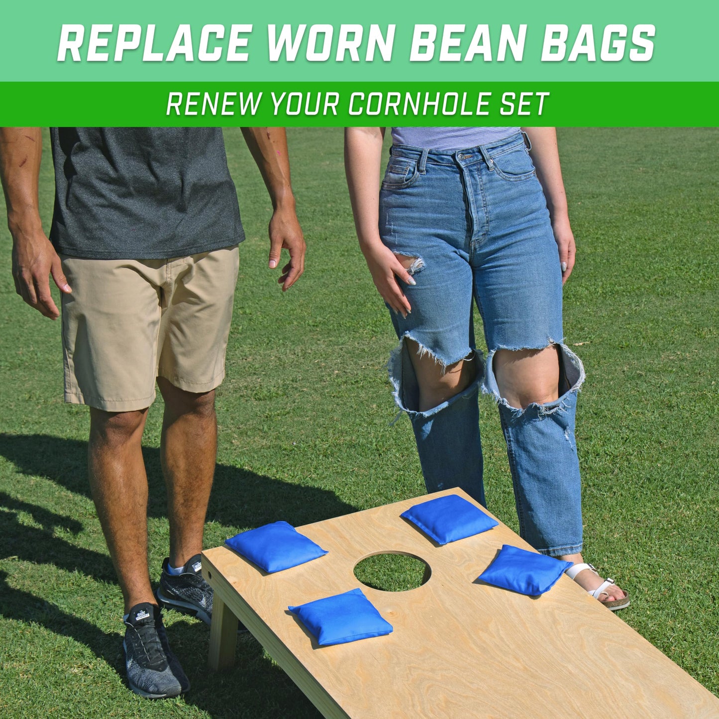GoSports Cornhole Bean Bags Set of 4 - Regulation All Weather - Classic Royal Blue