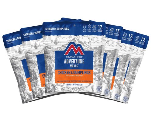 Mountain House Granola with Milk & Blueberries (0055450) and Chicken & Dumplings Freeze Dried Backpacking & Camping Food 6-Pack
