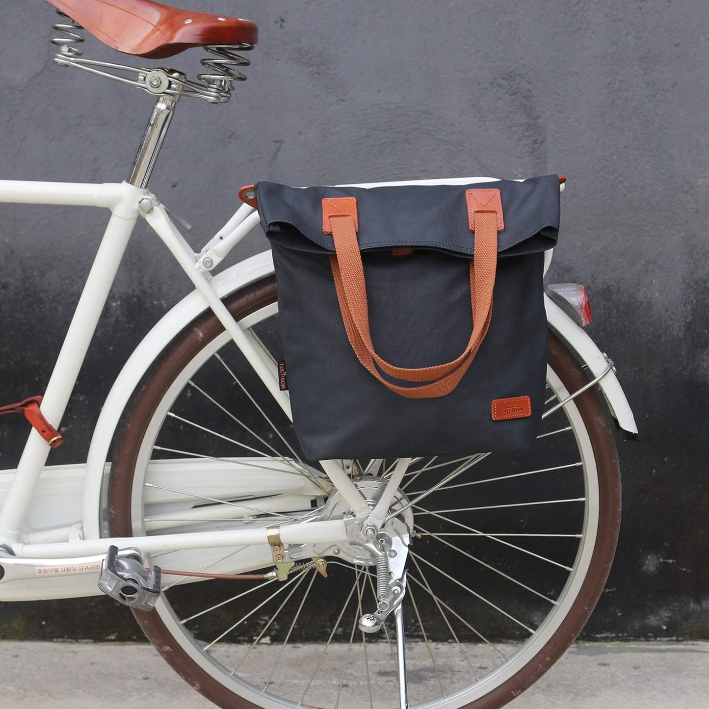 TOURBON Canvas Clip-On Quick-Release Bike Panniers Women's Shoulder Tote Bag