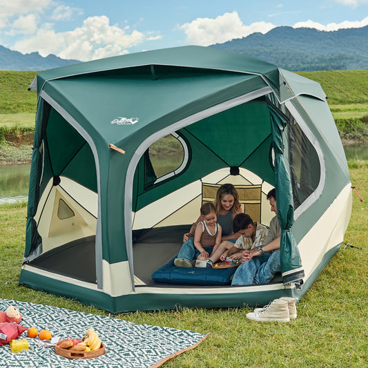 4 Person Instant Pop up Tent, Easy 60 Second Setup Family Tents for Camping, Camping Hub Tent, 2 D-Shaped Doors & 4 Mesh Windows, Spacious Interior, Upgraded Ventilation