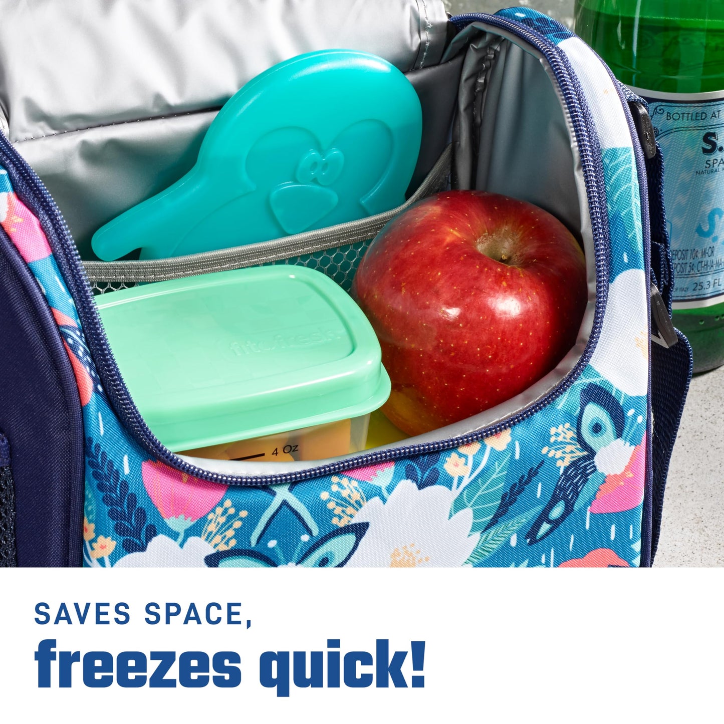 Fit & Fresh Cool Coolers Kids Lunch Box Ice Packs, Slim Ice Packs for Lunch Bags, Multicolored Penguin and Butterfly Set, 8PK