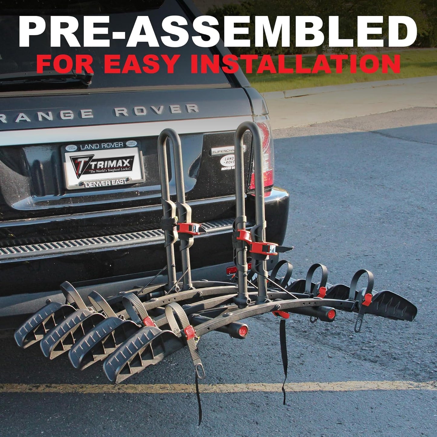 Trimax RMBR4 - Road-MAX Hitch Mount Tray - 4 Bike Rack Hitch Mount for SUV, Truck, Van - Foldable, Locking Arms, 2" Receiver - 1 Rack