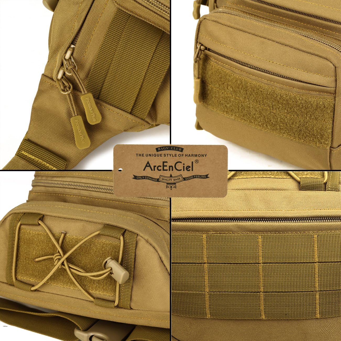 ArcEnCiel Tactical Fanny Pack for Men Waist Bag Military Hip Belt Outdoor Hiking Fishing Bumbag with Patch