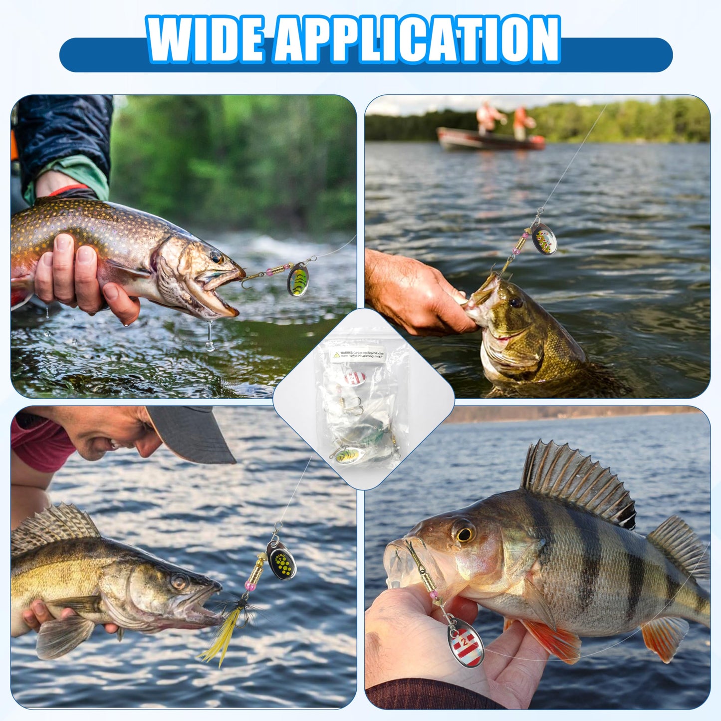 Fishing Lures Spinnerbait Kit Rooster Bait Tail Fishing Lures Inline Spinner Baits Bass Salmon Trout Spoon Hard Metal Spinnerbaits for Saltwater Freshwater