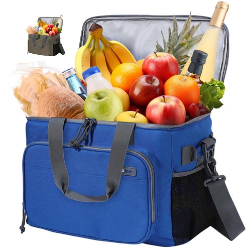 COOBUG Large Cooler Bag 40-Can Capacity - Portable Soft Cooler Bags Insulated for Travel, Leakproof Collapsible Coolers for Picnic, Beach, Camping & Road Trips, Food & Drinks Travel Cooler Bag - Blue