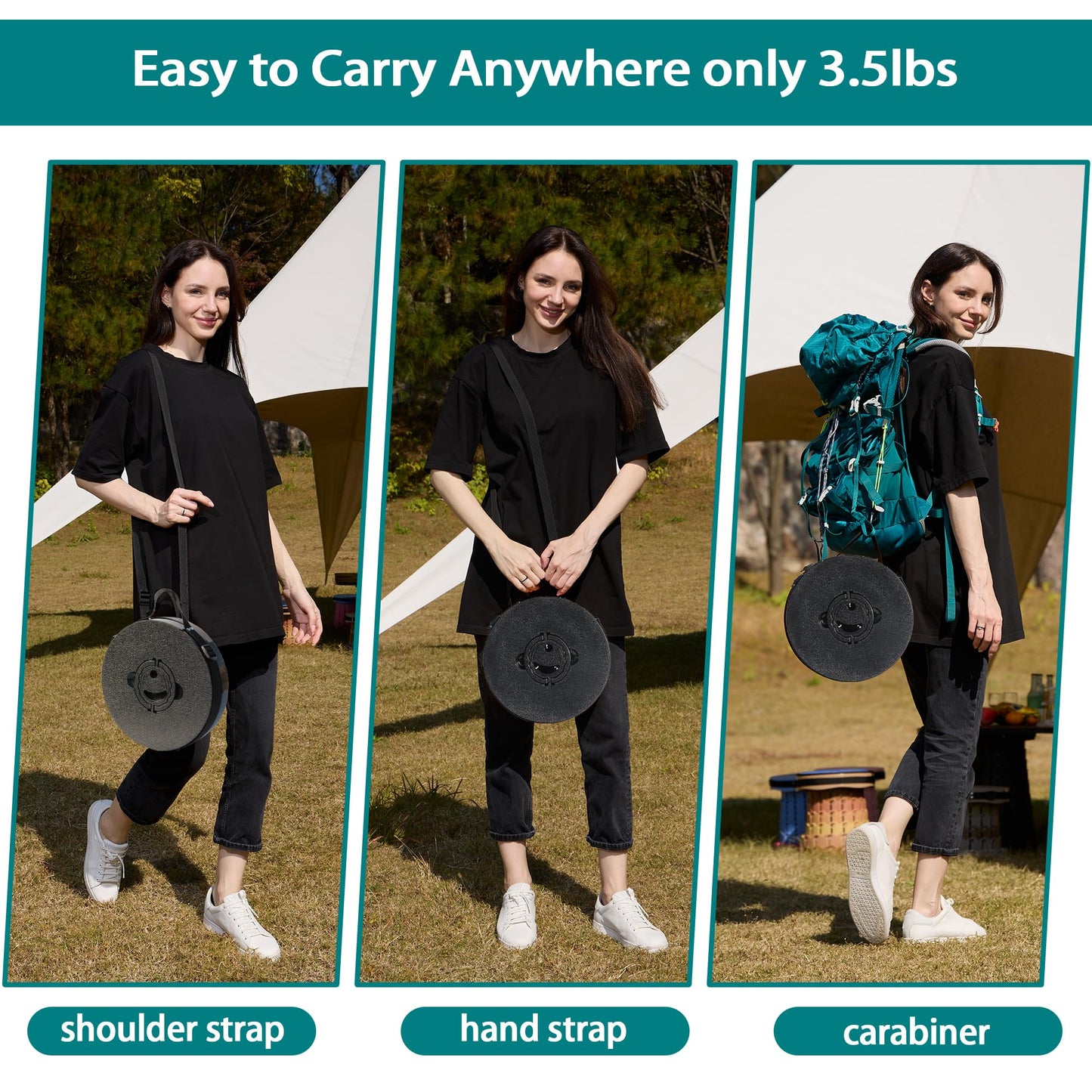 ALEVMOOM 2025 XXL 19.7" Collapsible Stool with Cushion, Capacity 1000lbs Portable Stools for Adults Heavy Duty, Adjustable Height Telescoping Folding Stool, for Outdoor Camping Travel Hiking Fishing