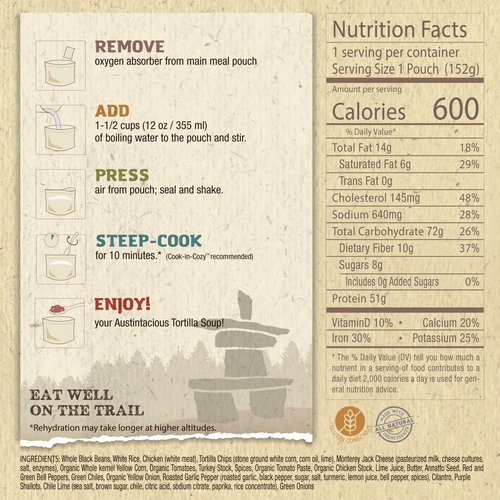 Packit Gourmet Austintacious Tortilla Soup| Premium Freeze Dried Backpacking & Camping Food | Large Portions | High Protein | Real Meat | Just Add Water Meals |All-Natural Ingredients | Made in USA |Freeze-Dried and Dehydrated Foods