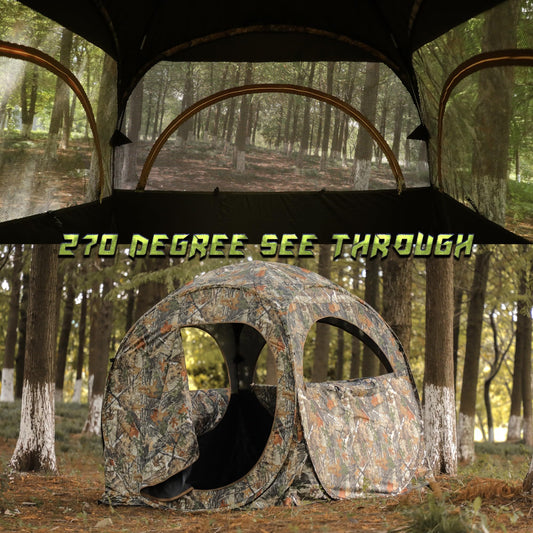 Lenotos Pop-Up Hunting Ground Blind with 270° See Through, Lightweight 1-2 Person Hunting Blind with Carrying Bag, 4-Panel Spring Steel, for Deer, Turkey Duck Hunting, Bow Hunting