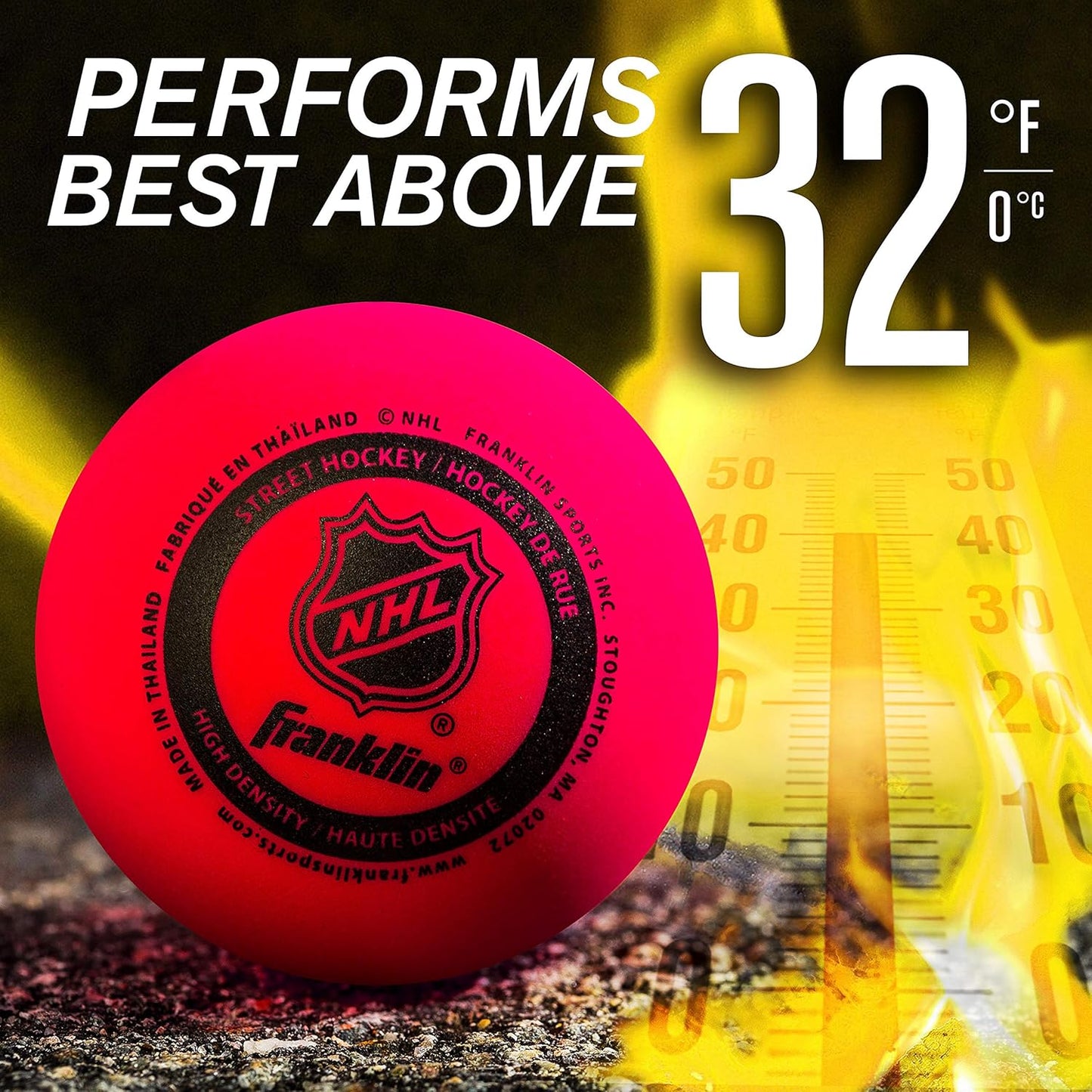 Official Size Franklin Sports NHL Street Hockey Balls | No Bounce | Assorted Colors