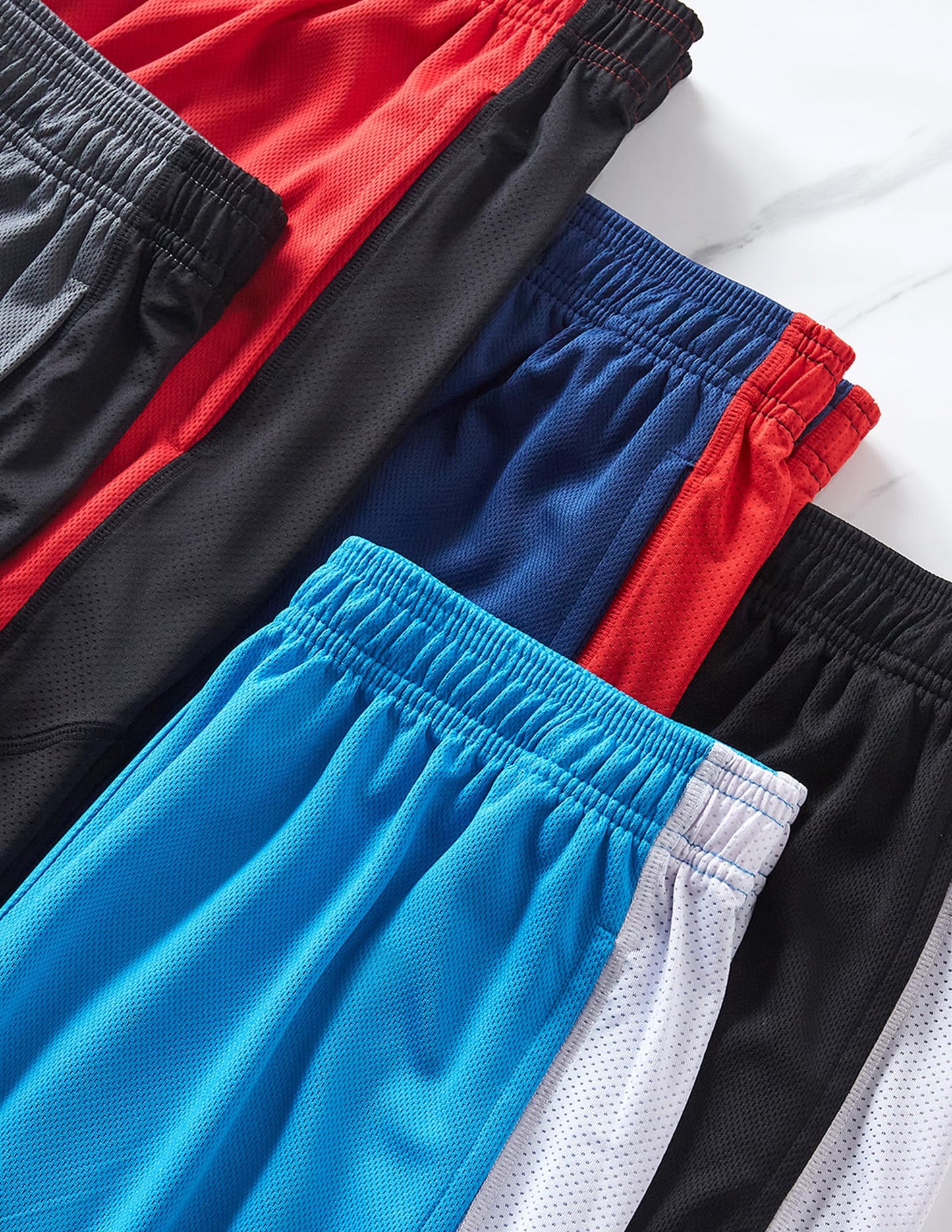 Liberty Imports 5 Pack Men's Quick Dry Athletic Basketball Shorts 9" Inseam with Pockets, Activewear for Workout Gym Running (Set 1, Large)