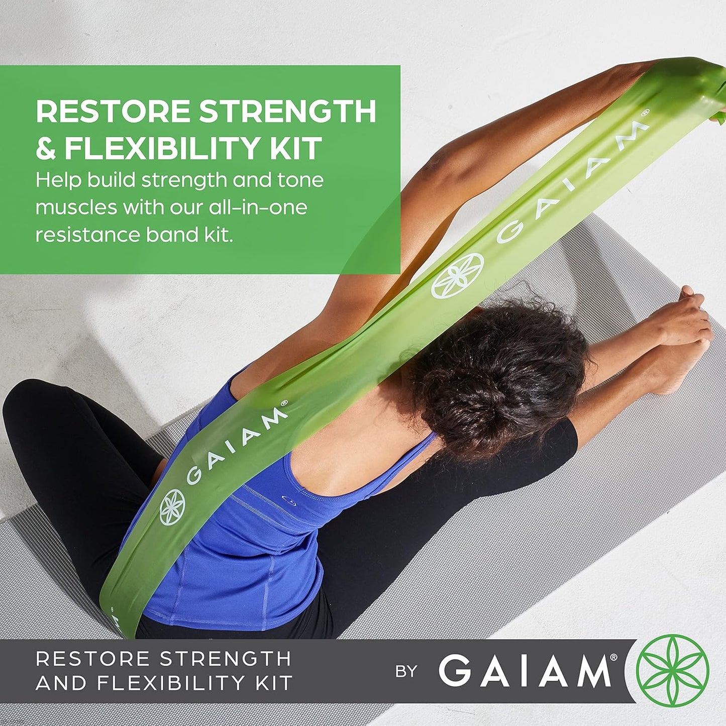 Gaiam Restore Strength and Flexibility Resistance Band Kit Set