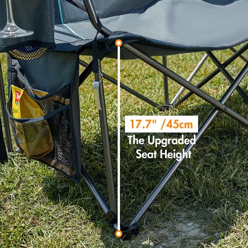 TIMBER RIDGE Oversized Double Camping Chairs Camping Couch, 2 Person Camping Loveseat Double Folding Camp Chair with Wine Glass Holder, Portable Chair for Outdoor, Lawn Chairs, Indoor, Supports 600LBS