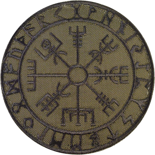 Olive Drab Vegvisir Viking Compass OD Green Norse Rune Morale Tactical Hook Patch
