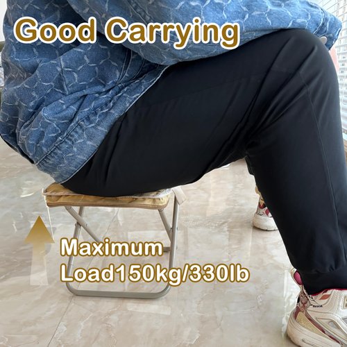 RJODZI Portable Stool, Folding Stool, 13 Inch Camping Stool for Traveling, Hiking, Barbecue, Fishing, Picnic, Etc. (Khaki)