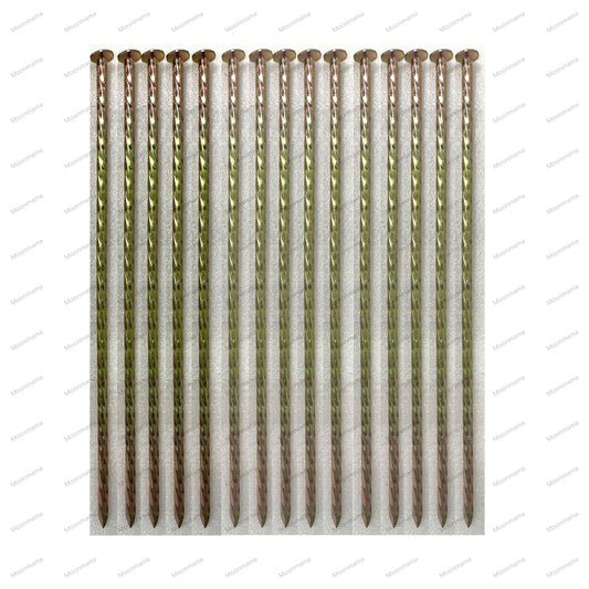14-inch Galvanized Super Long Steel Nails for Wooden Piles Grass Floor Landscape Metal Yellow Nails Rust-Proof Extension Reinforcement Tent Camping Garden Anchor (20PCS)