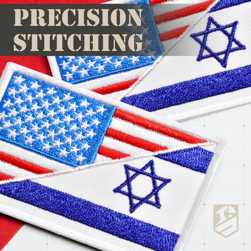 Bluyellow 2Pcs Israeli Flag American Flag Patch Set, Embroidered Hook and Loop Military Tactical Morale USA Israel Patch for Army Backpack, IDF Uniform, Tactical Vest, Helmet, Jacket, Hat, 2x3 Inches