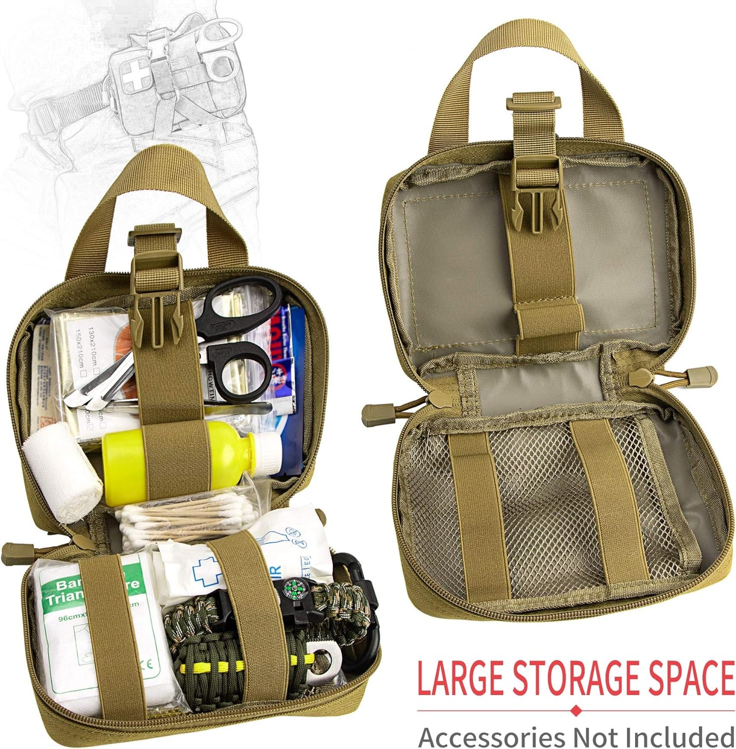 IronSeals Tactical Molle Pouches Multi-Purpose Military Nylon Waist Pack Utility Bag Detachable Patches Pouches for Dog Vest Harness