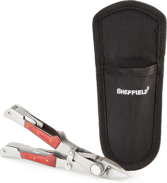 Sheffield 12301 Axe Multi Tool, 12-in-1 Camping Knives & Tools, Utility Tool Double Axe Head, Camping Tool, Stainless Steel Knife Multitool